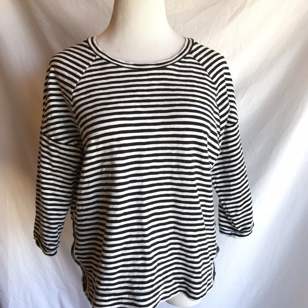 Madewell Striped Side Button Top Womens SZ M 3/4 - Picture 2 of 6